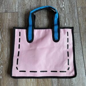 2D Cartoon Canvas Tote Bag Anime Style 3D Illusion Comic Handbag